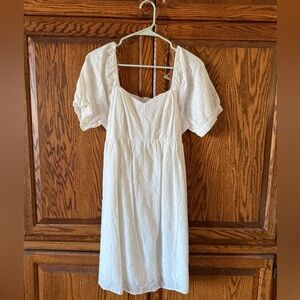 White Puff-Sleeve Dress